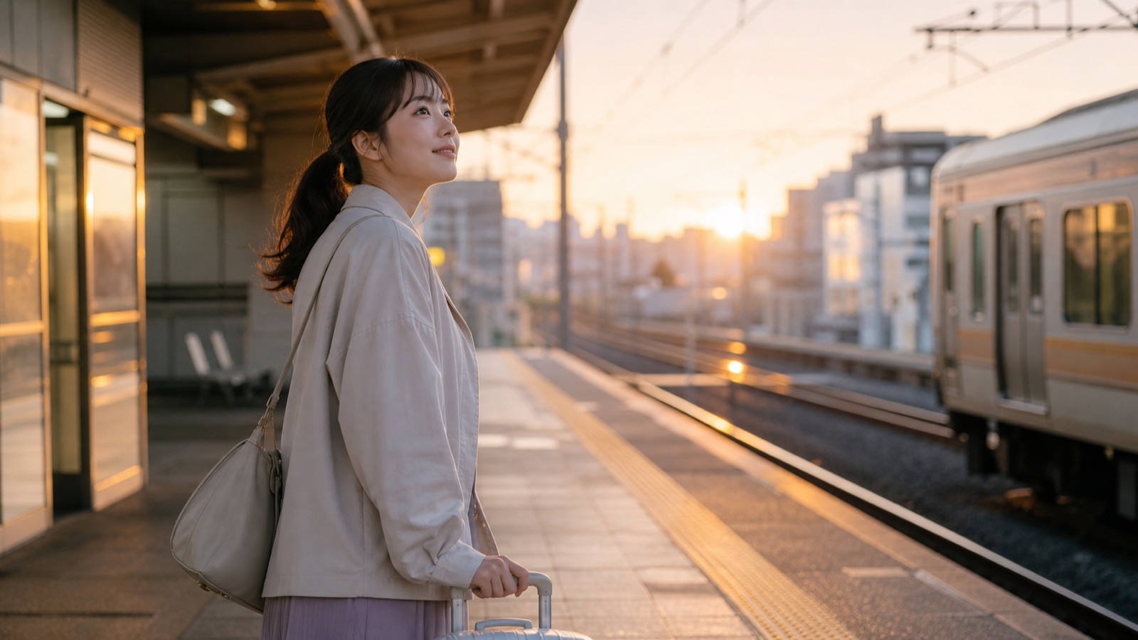地方から都市のレッスンへ向かう女性のイメージ