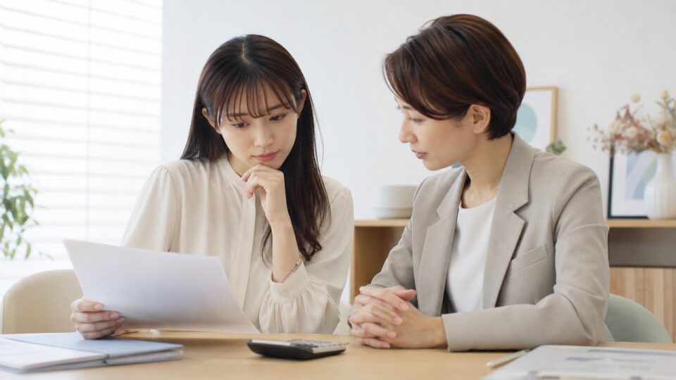 レッスン料と契約内容を確認する女性のイメージ