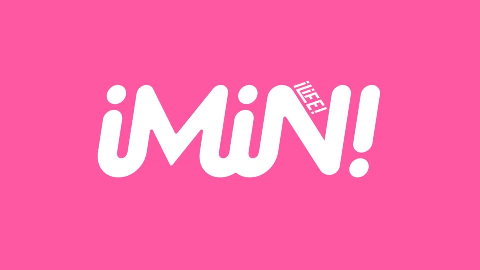 ピンクの背景に白い文字で描かれたiMiN!の公式ロゴ