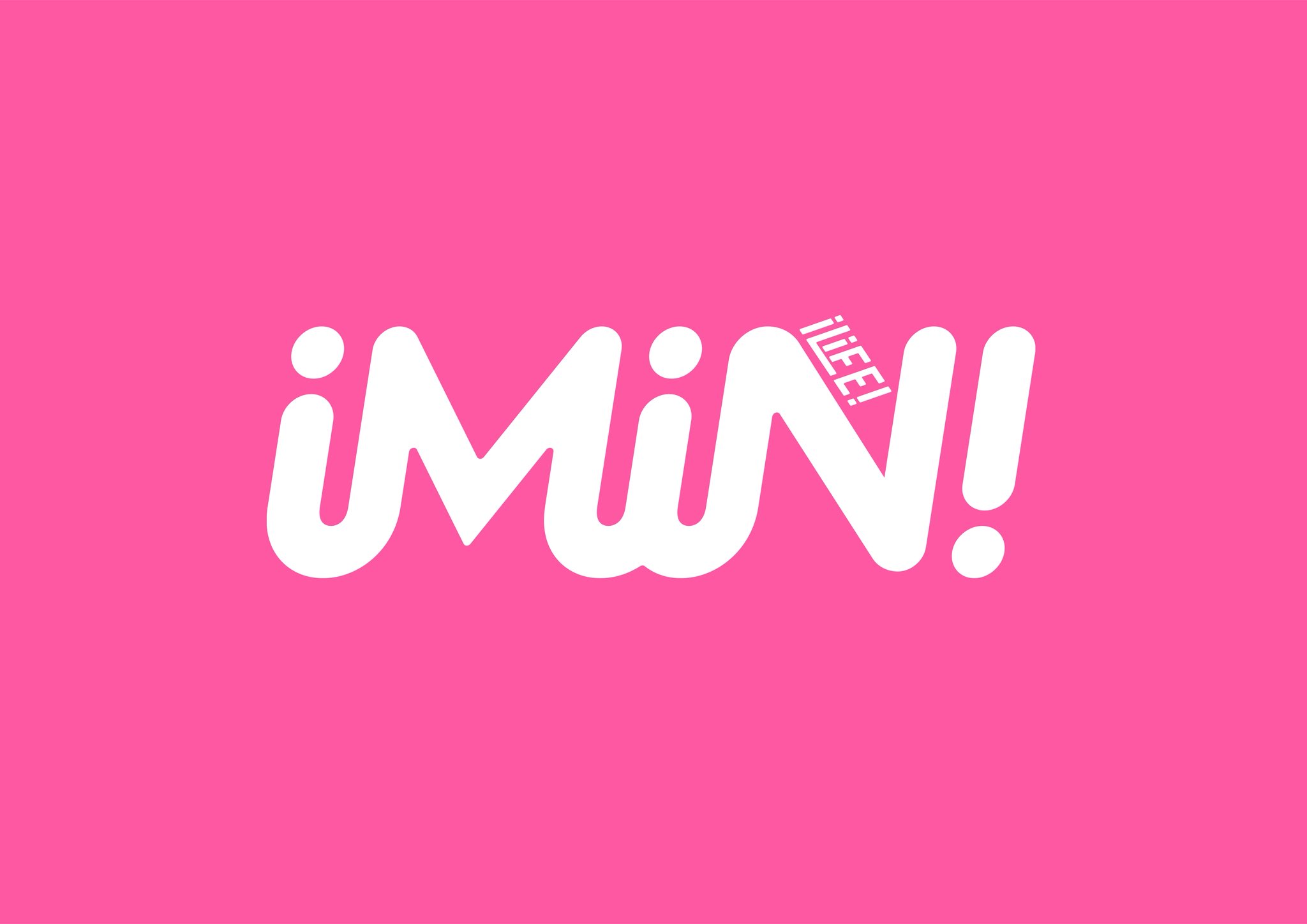 ピンクの背景に白い文字で描かれたiMiN!の公式ロゴ